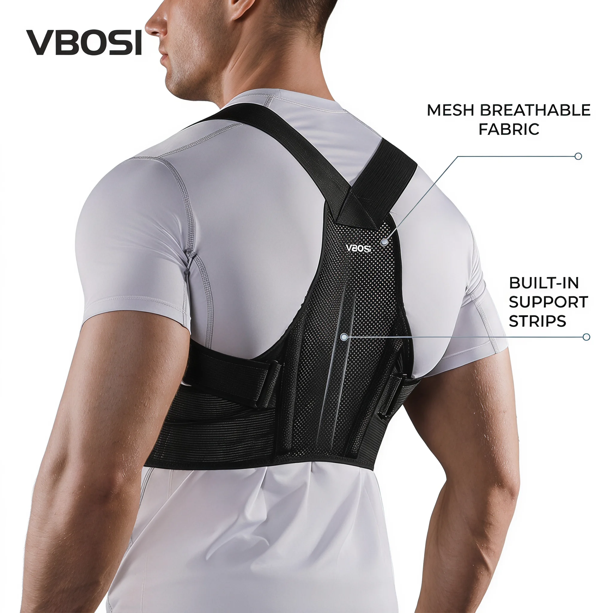 Posture Pole Corrector - Corrector de Postura Ajustable VBOSI, Cinturón