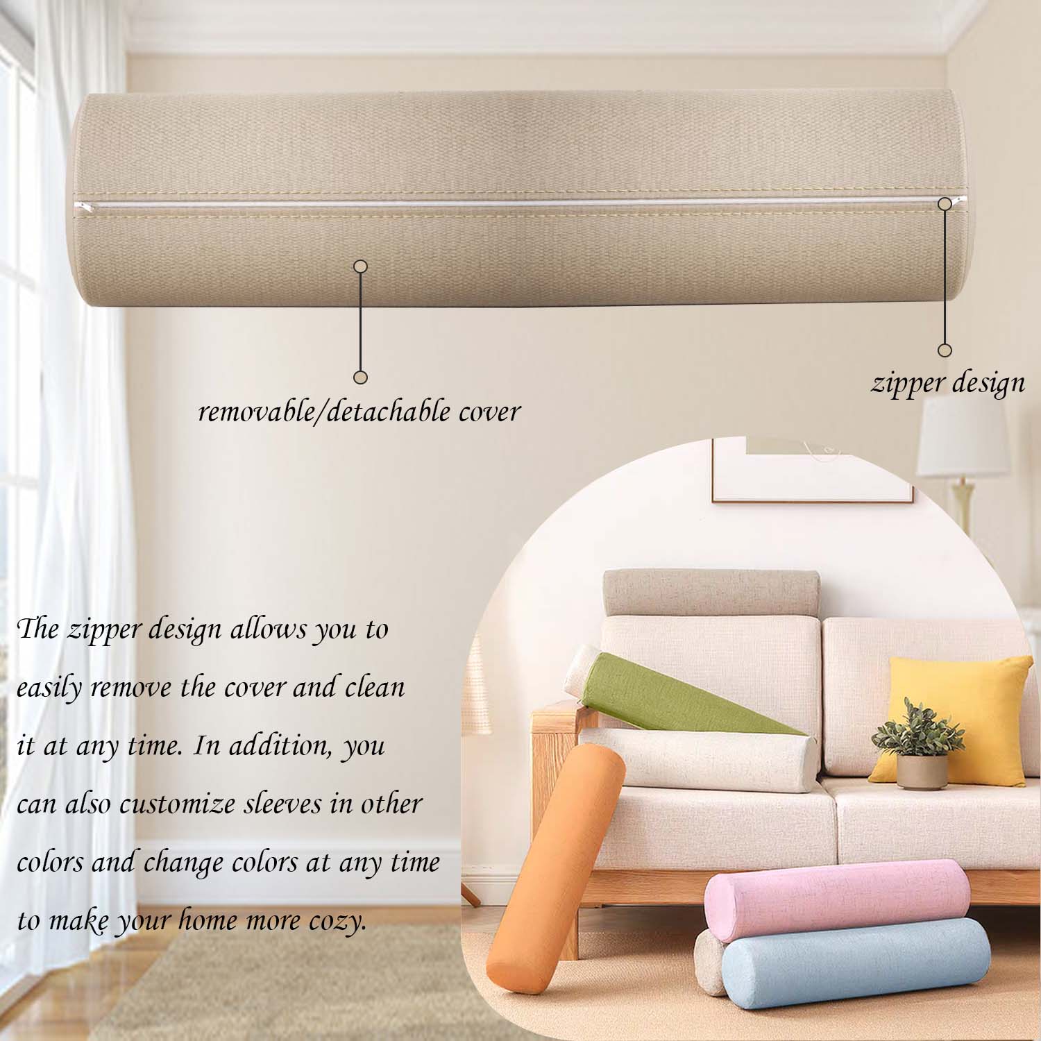 Almohada en rollo de espuma pa - Bolster Cushion Round reseña y precio