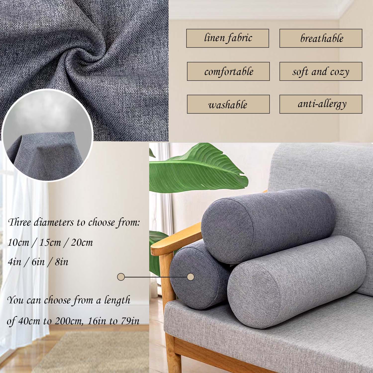 Almohada en rollo de espuma pa - Bolster Cushion Round reseña y precio