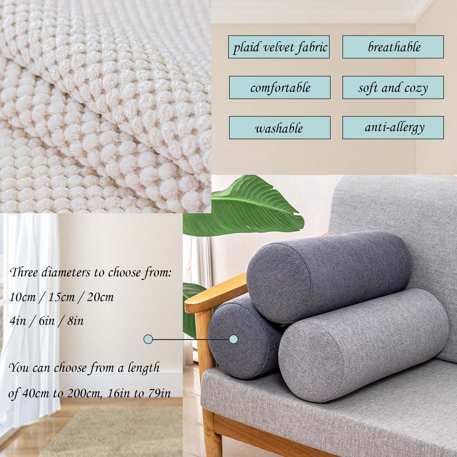 Almohada de refuerzo cilíndric - Bolster Cushion Round reseña y precio
